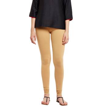 Beige plain cotton leggings 2