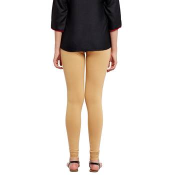 Beige plain cotton leggings 3