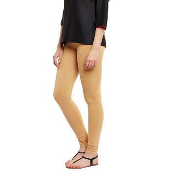 Beige plain cotton leggings 4