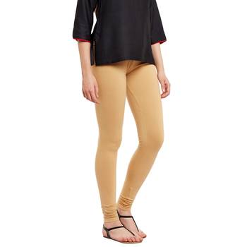 Beige plain cotton leggings 5