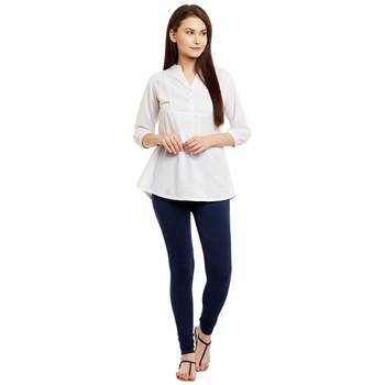 Blue plain cotton leggings 1
