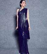 Blue embroidered georgette saree with blouse