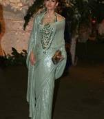 green  embroidered georgette saree with blouse