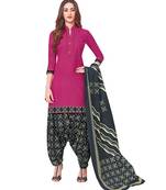 Women's Magenta & Black Printed Readymade Salwar Suit Set