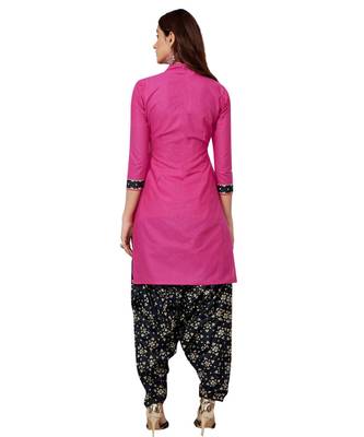 Women's Magenta & Black Printed Readymade Salwar Suit Set 2