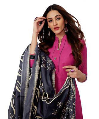 Women's Magenta & Black Printed Readymade Salwar Suit Set 4