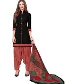 Women's Black & Red Printed Readymade Salwar Suit Set