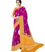 Pink woven silk blend saree with blouse