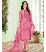 Pink multi resham work cotton silk salwar
