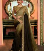 Mehendi embroidered silk saree with blouse