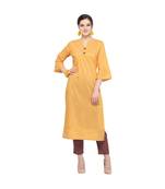 green Elora Cotton Silk Solid Kurti for Women