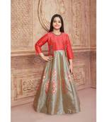 red embroidered polyester kids girl gowns