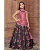 pink embroidered polyester kids girl gowns