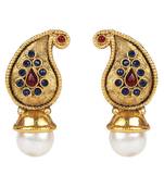 Multicolor Paisley Pink Blue Studs Traditional Earrings