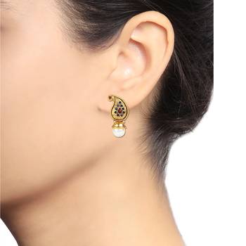 Multicolor Paisley Pink Blue Studs Traditional Earrings 2