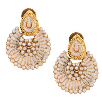White Meenakari Chandbali Traditional Ladies Studs 1