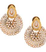 White Meenakari Chandbali Traditional Ladies Studs