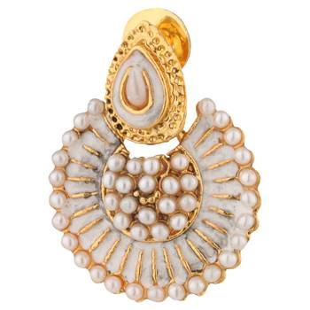 White Meenakari Chandbali Traditional Ladies Studs 2