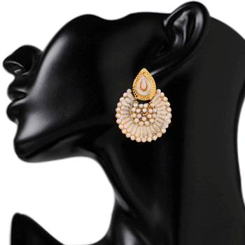 White Meenakari Chandbali Traditional Ladies Studs 3