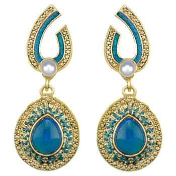 Blue Meenakari Mughal danglers-drops 1