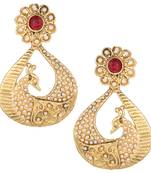 Rani Pink Peacock Chandbali Traditional danglers-drops