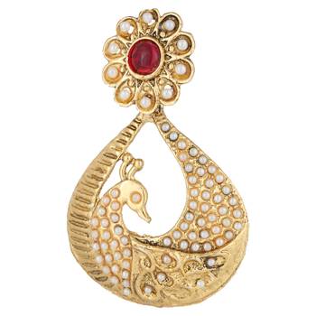 Rani Pink Peacock Chandbali Traditional danglers-drops 2