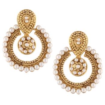 White Pearl Chandbali Bestseller Earrings danglers-drops 1