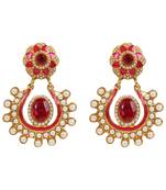 Pink Meenakari Pearl Chandbali danglers-drops