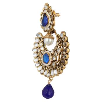 Blue Kundan Chandbali danglers-drops 2