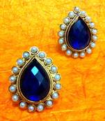 Deep Blue Pearl Ladies Traditional Studs Earrings