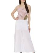 White Color Fabric Malai Lycra Fabric Palazzo Pant