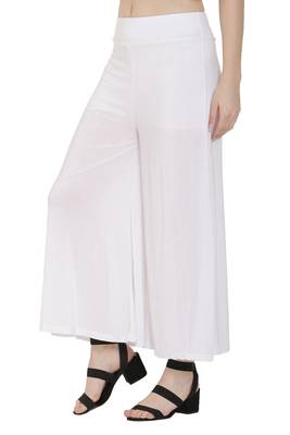 White Color Fabric Malai Lycra Fabric Palazzo Pant 2