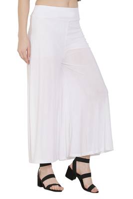 White Color Fabric Malai Lycra Fabric Palazzo Pant 3