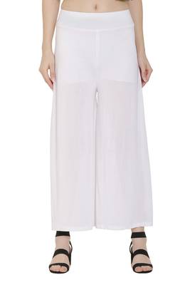 White Color Fabric Malai Lycra Fabric Palazzo Pant 4