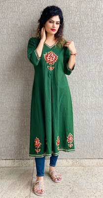 Green Cotton Kurti 1
