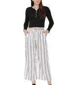 White Color Rayon Fabric Stripped Palazzo