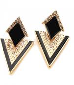 Black Enamel Triangle Party Trendy Stylish Earrings Latest danglers-drops
