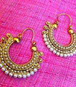 White Pearl Moti Hoops Bali Chandbali