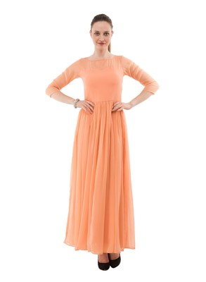 plain peach dress