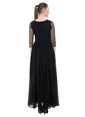 Black plain georgette maxi-dresses 3