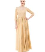 Beige plain georgette maxi-dresses