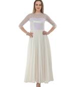 White plain georgette maxi-dresses
