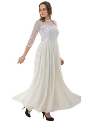 White plain georgette maxi-dresses 2