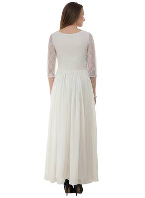 White plain georgette maxi-dresses 3