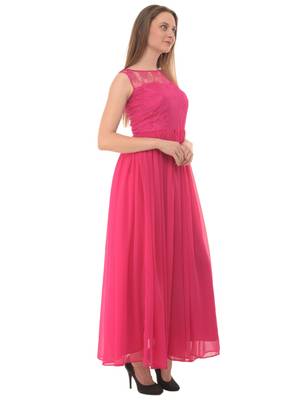 Pink plain georgette maxi-dresses 2