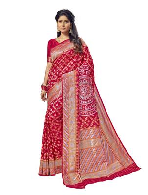 Peach woven silk blend saree with blouse 1