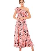 Women's Crepe MultiColour Casual One Shoulder Dress