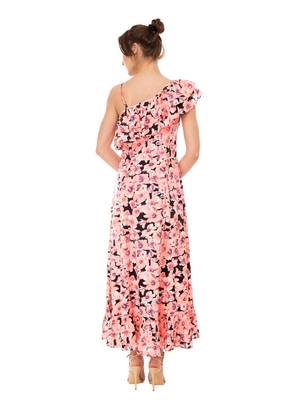 Women's Crepe MultiColour Casual One Shoulder Dress 3