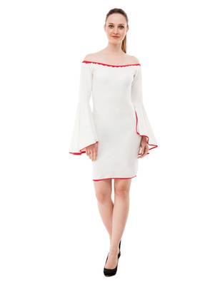 Women's Off-White A-Line Knee Dress 1