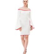 Women's Off-White A-Line Knee Dress